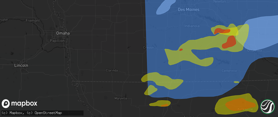 Hail map in Lenox, IA on June 11, 2026