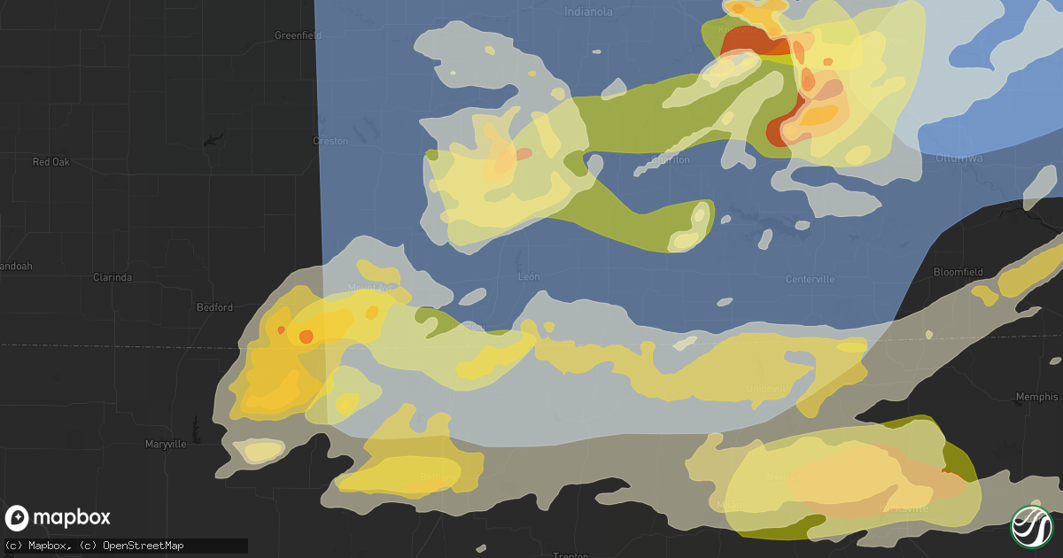 Hail map in Leon, IA on June 11, 2026