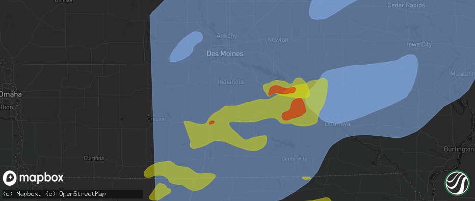 Hail map in Liberty Center, IA on June 11, 2026