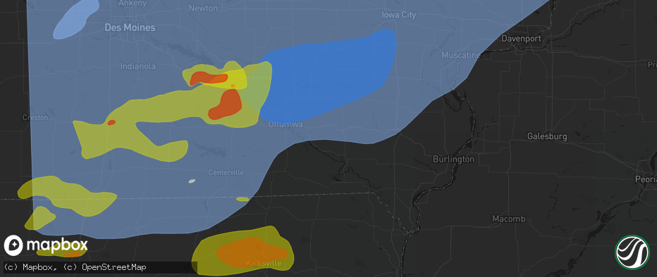 Hail map in Libertyville, IA on June 11, 2026
