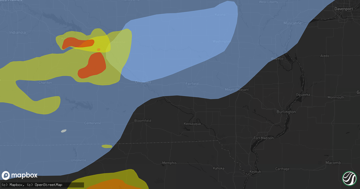 Hail map in Libertyville, IA on June 11, 2026