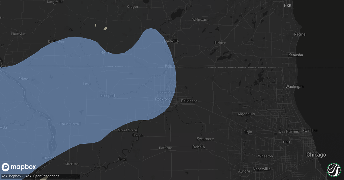 Hail map in Loves Park, IL on June 11, 2026