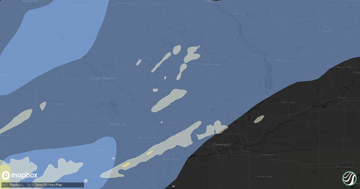Hail map in Lowden, IA on June 11, 2026
