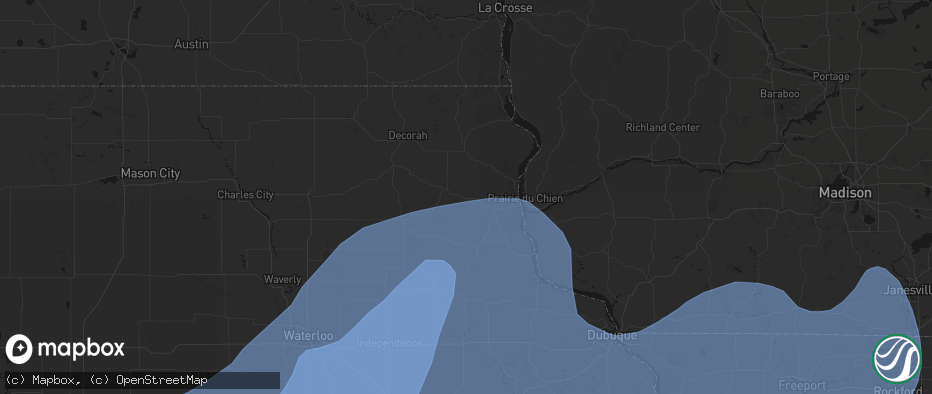 Hail map in Luana, IA on June 11, 2026