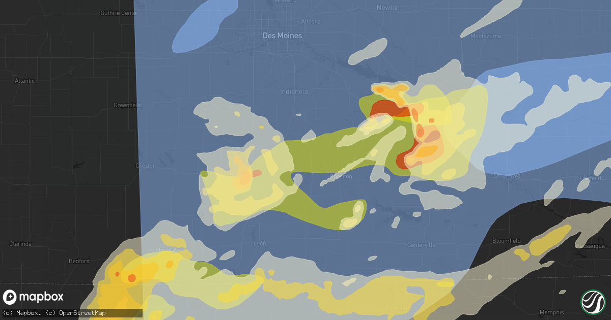 Hail map in Lucas, IA on June 11, 2026