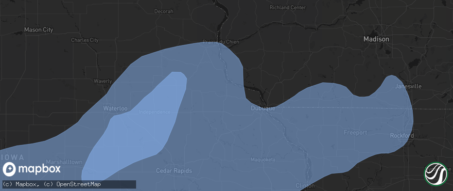 Hail map in Luxemburg, IA on June 11, 2026