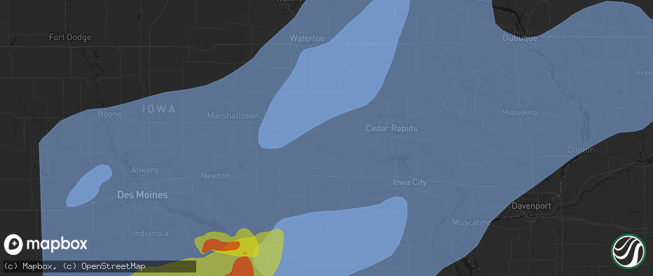 Hail map in Luzerne, IA on June 11, 2026