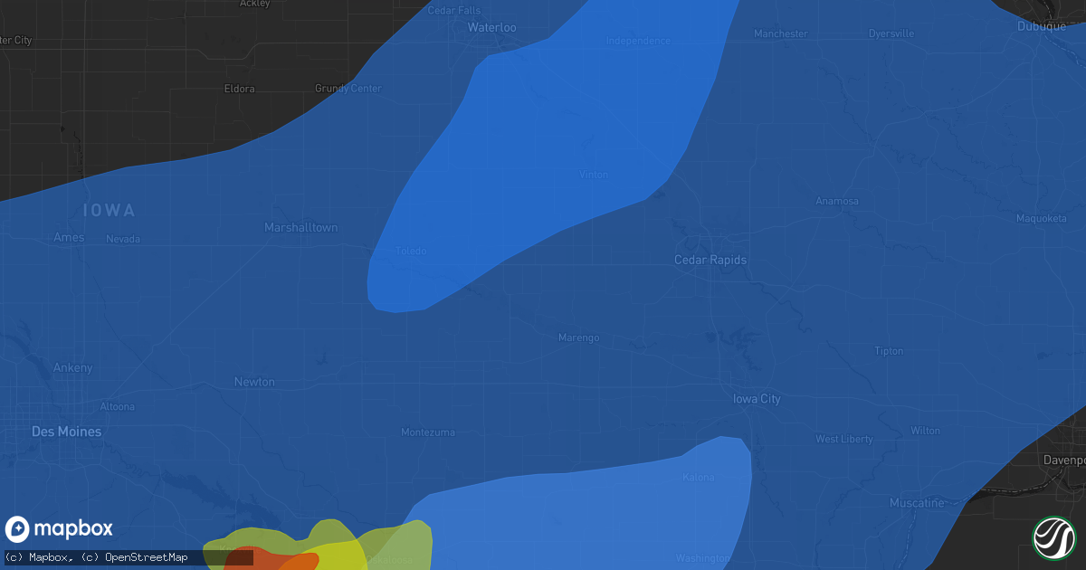Hail map in Luzerne, IA on June 11, 2026