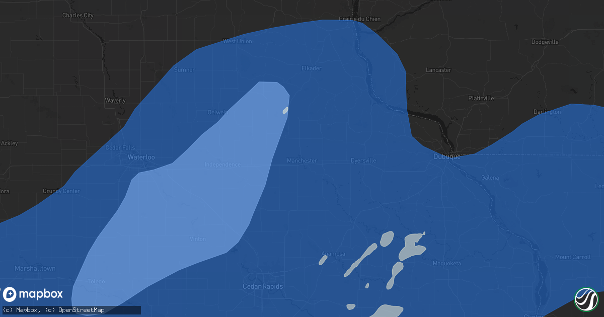 Hail map in Manchester, IA on June 11, 2026