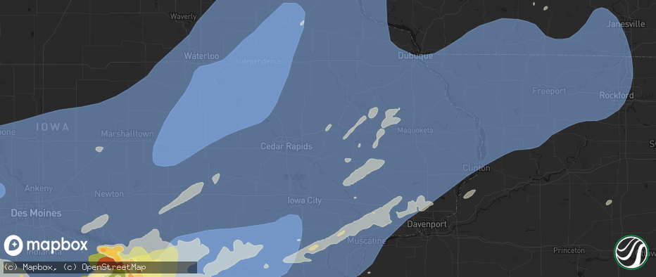 Hail map in Martelle, IA on June 11, 2026