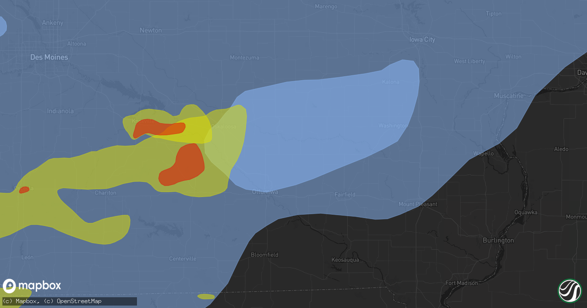 Hail map in Martinsburg, IA on June 11, 2026