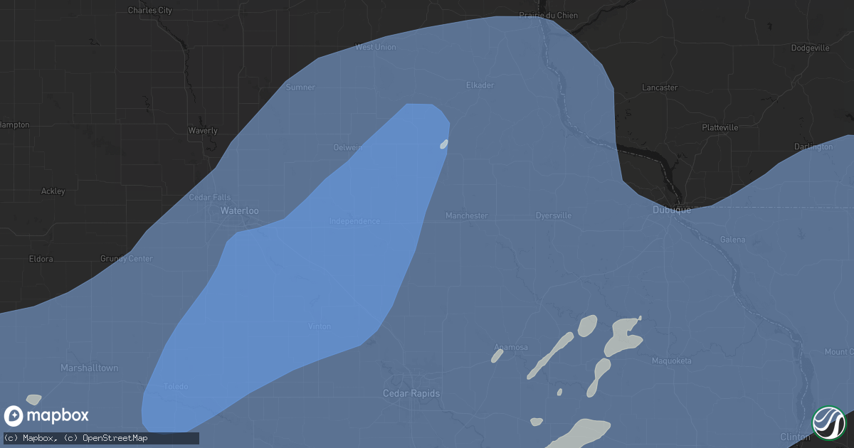 Hail map in Masonville, IA on June 11, 2026