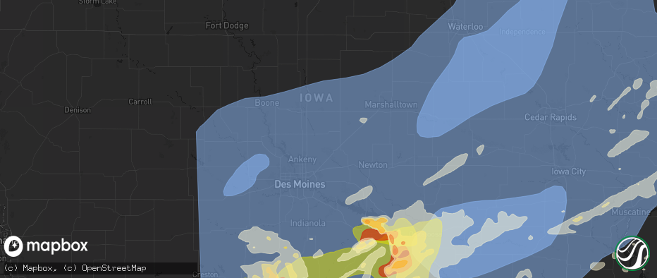 Hail map in Maxwell, IA on June 11, 2026