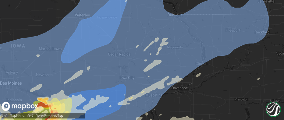 Hail map in Mechanicsville, IA on June 11, 2026