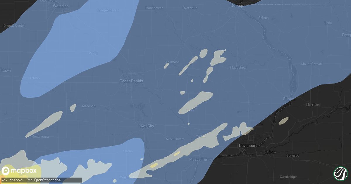 Hail map in Mechanicsville, IA on June 11, 2026