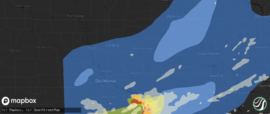 Hail map in Melbourne, IA on June 11, 2026