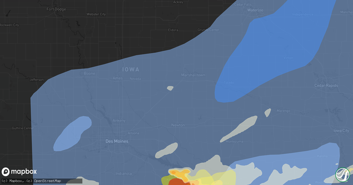 Hail map in Melbourne, IA on June 11, 2026