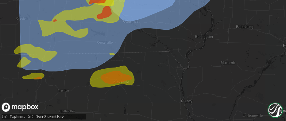 Hail map in Memphis, MO on June 11, 2026