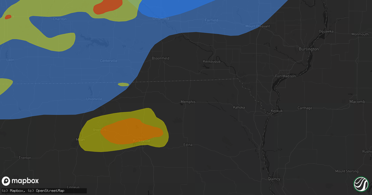 Hail map in Memphis, MO on June 11, 2026