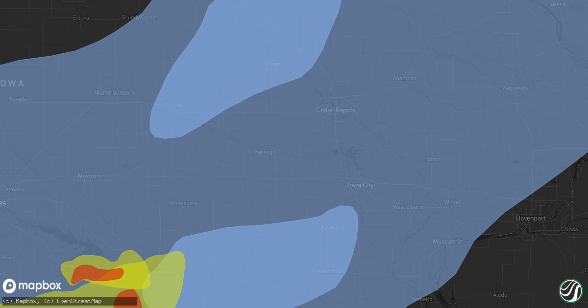 Hail map in Middle Amana, IA on June 11, 2026