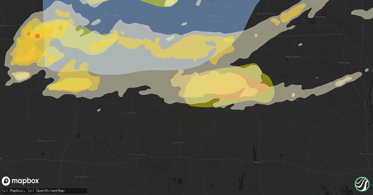 Hail map in Milan, MO on June 11, 2026
