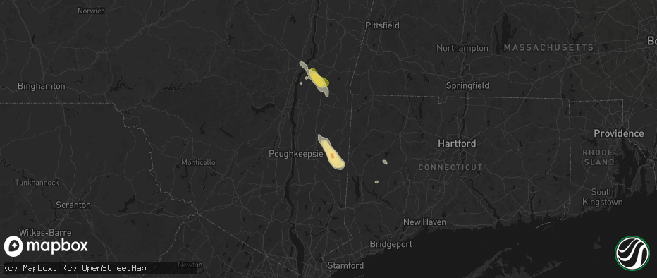 Hail map in Millbrook, NY on June 11, 2026