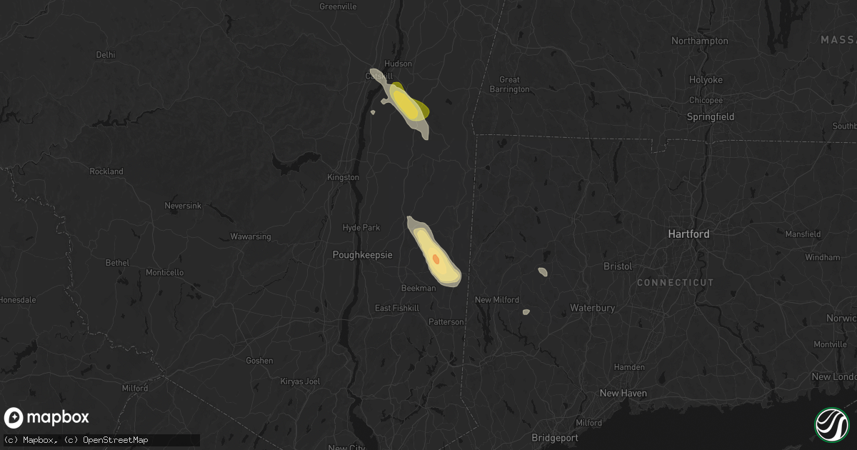 Hail map in Millbrook, NY on June 11, 2026