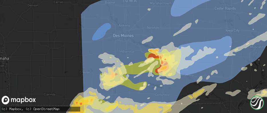 Hail map in Milo, IA on June 11, 2026
