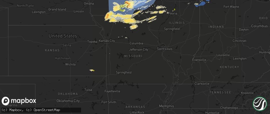 Hail map in Missouri on June 11, 2026