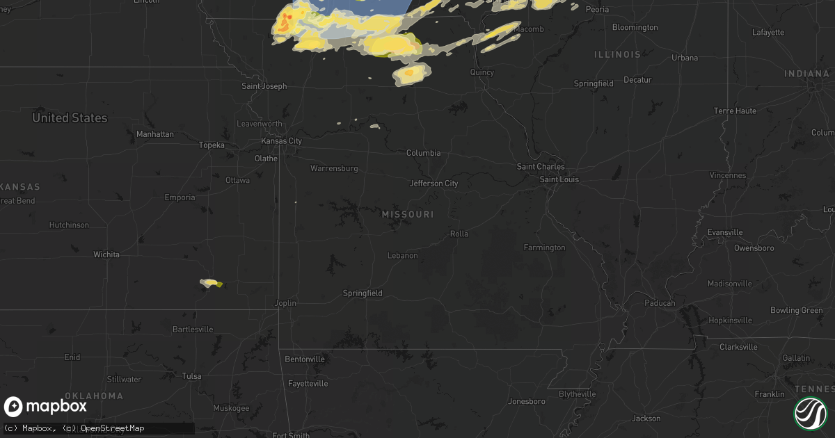 Hail map in Missouri on June 11, 2026