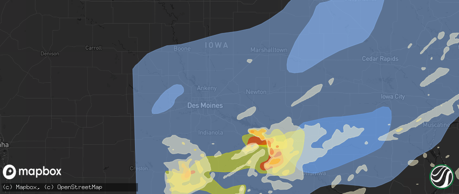 Hail map in Mitchellville, IA on June 11, 2026