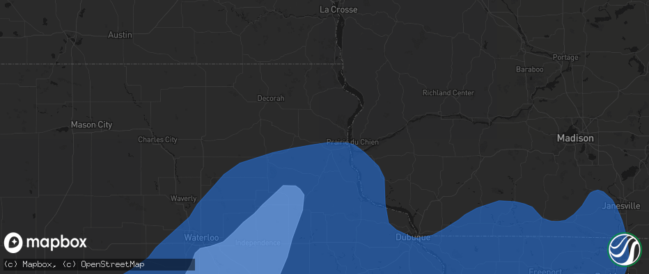 Hail map in Monona, IA on June 11, 2026