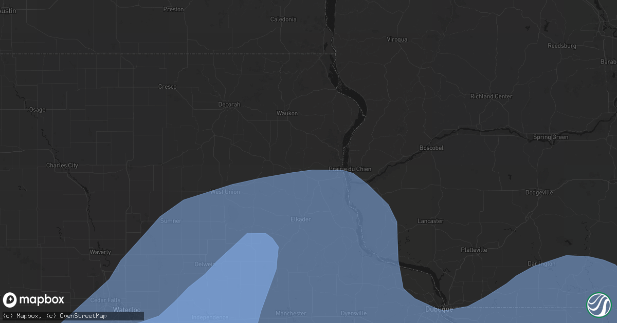 Hail map in Monona, IA on June 11, 2026