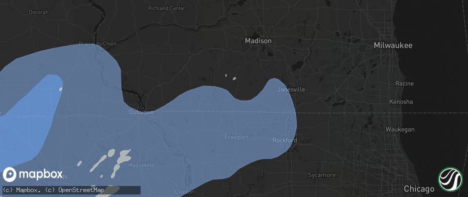 Hail map in Monroe, WI on June 11, 2026