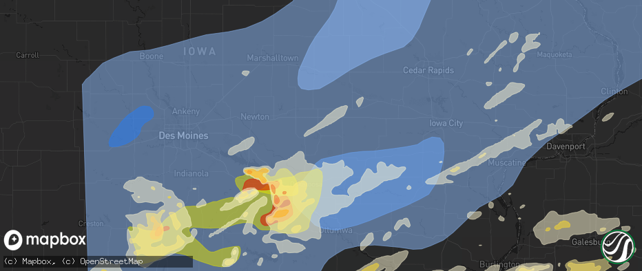 Hail map in Montezuma, IA on June 11, 2026