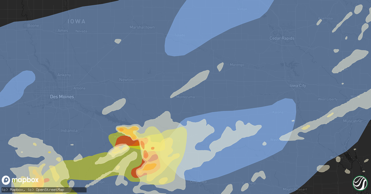 Hail map in Montezuma, IA on June 11, 2026