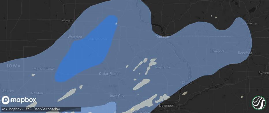 Hail map in Monticello, IA on June 11, 2026