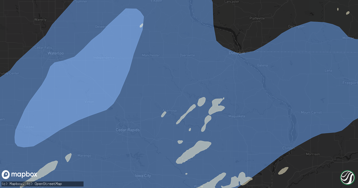 Hail map in Monticello, IA on June 11, 2026
