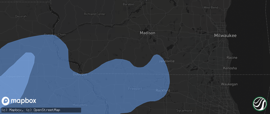 Hail map in Monticello, WI on June 11, 2026