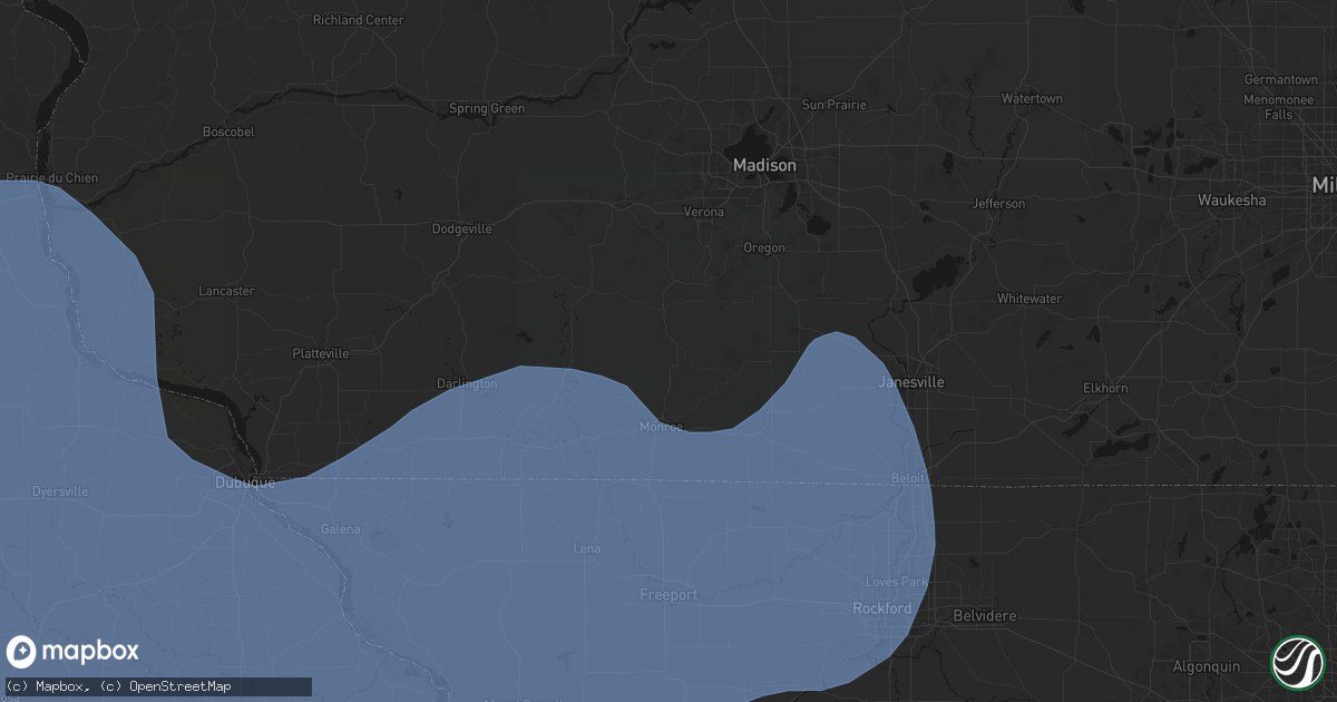 Hail map in Monticello, WI on June 11, 2026