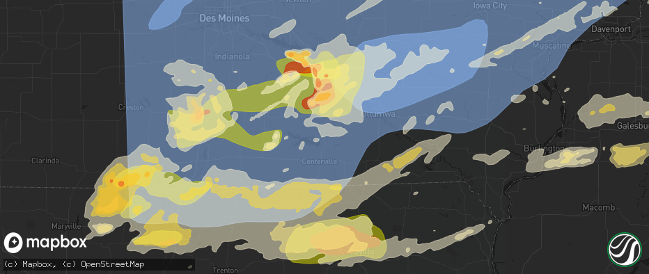 Hail map in Moravia, IA on June 11, 2026