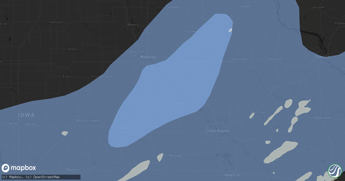 Hail map in Mount Auburn, IA on June 11, 2026