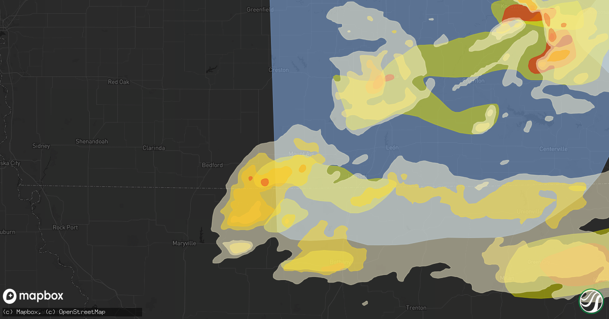 Hail map in Mount Ayr, IA on June 11, 2026