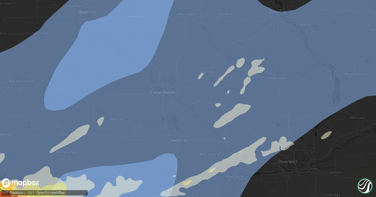Hail map in Mount Vernon, IA on June 11, 2026