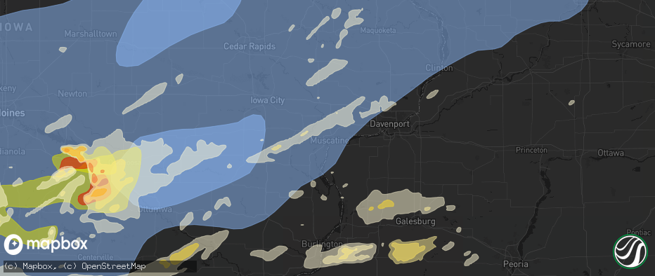 Hail map in Muscatine, IA on June 11, 2026