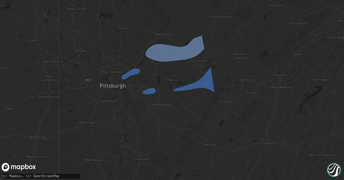 Hail map in New Alexandria, PA on June 11, 2026