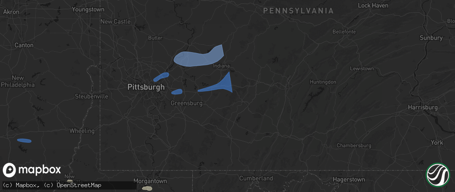 Hail map in New Florence, PA on June 11, 2026