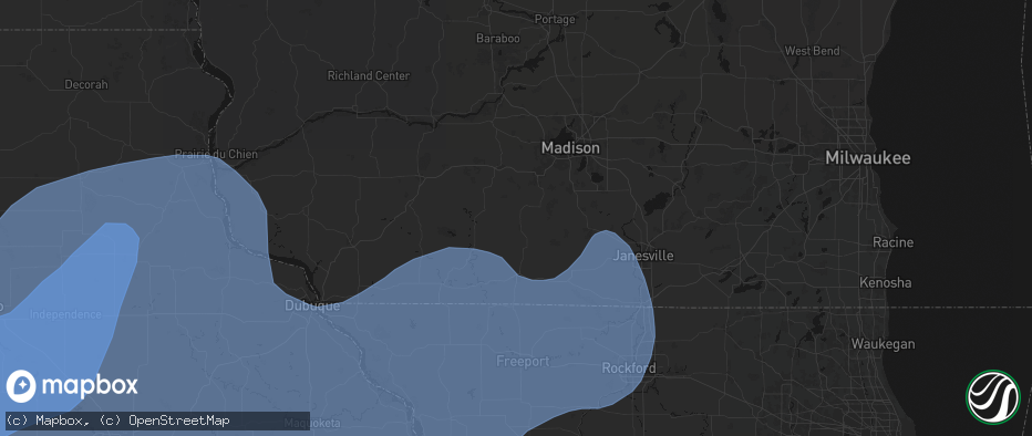 Hail map in New Glarus, WI on June 11, 2026