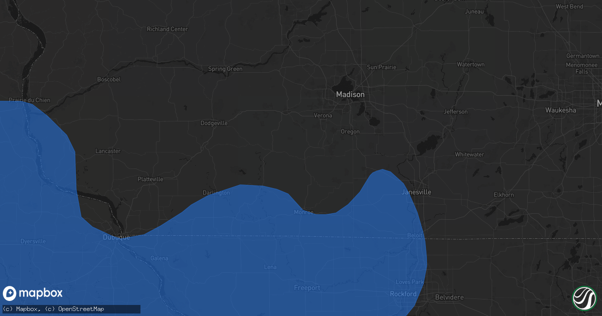 Hail map in New Glarus, WI on June 11, 2026