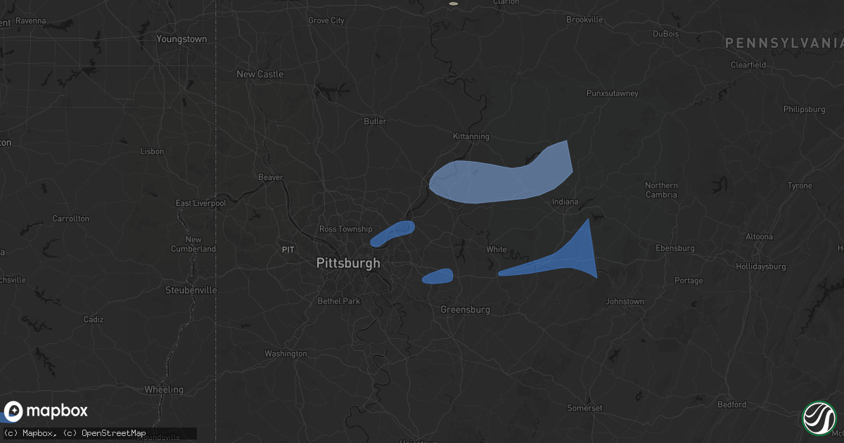 Hail map in New Kensington, PA on June 11, 2026